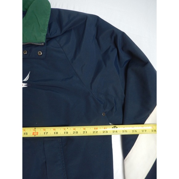 90s Nautica Mens Navy Green White Colorblock Zip Up Windbreaker Jacket XL - Picture 6 of 10
